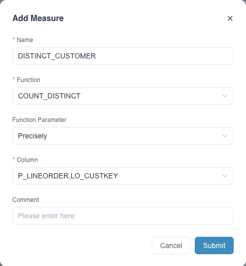 Add precisely COUNT_DISTINCT measure