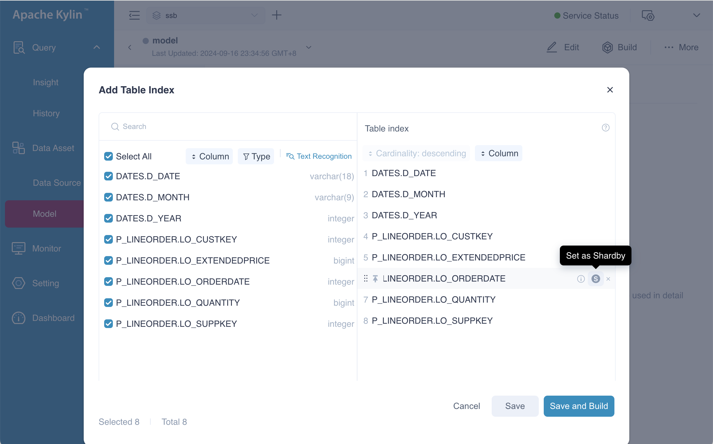 Add Table Index