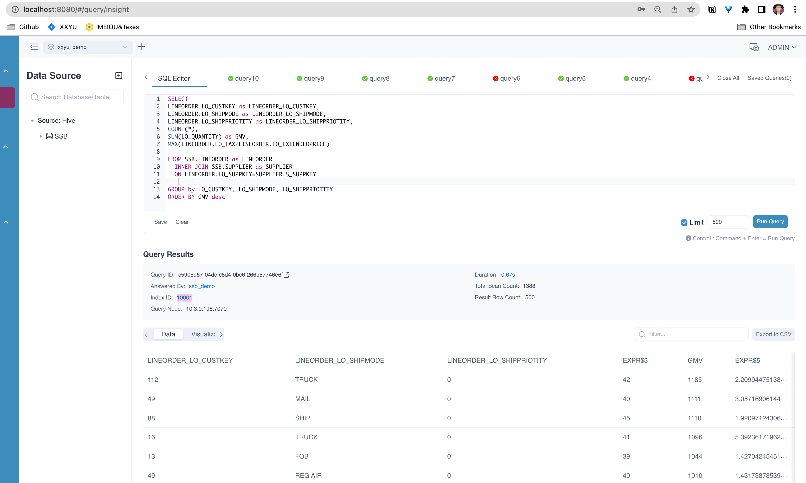 query a agg index