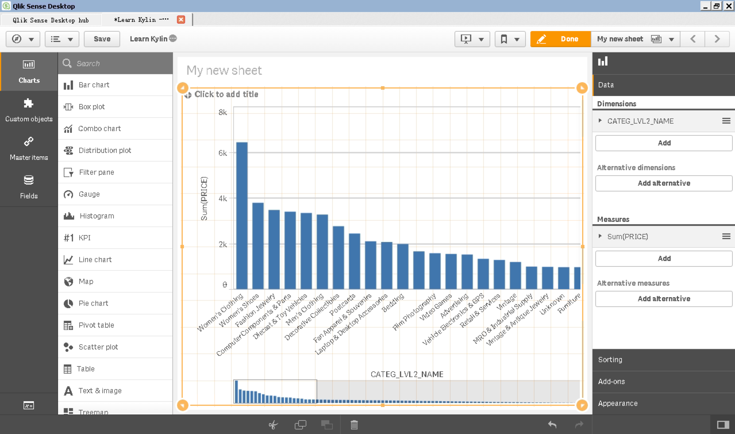 View data in Qlik Sense