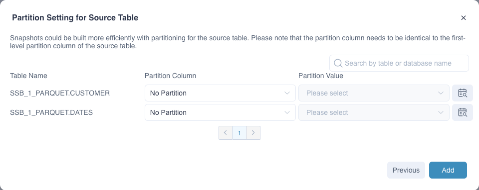 Set Partition Column